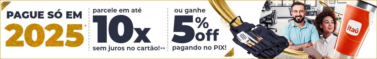 10x sem juros no cartão de crédito e 5% de desconto no Pix