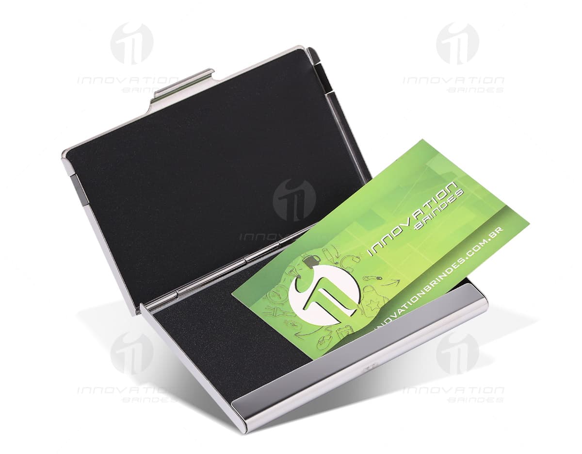 Porta Cartões de Metal - Guarde seus cartões com estilo e segurança! Ideal para manter suas informações empresariais organizadas. Com design moderno e durável, é perfeito para o seu escritório ou home office. Adquira já o seu!
