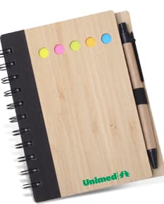 Bloco de anotações em bambu para escrita e organização. Ideal para estudos, reuniões e anotações do dia a dia. Produto sustentável e elegante, perfeito para presentear. Compre já o seu!