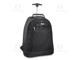 Mochila elegante em couro preto perfeita para viagens de negócios, moderna e luxuosa. Compacta, com alça resistente e zíper
