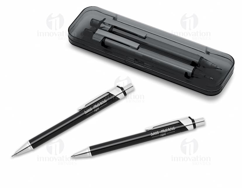 kit caneta e lapiseira com estojo Personalizado