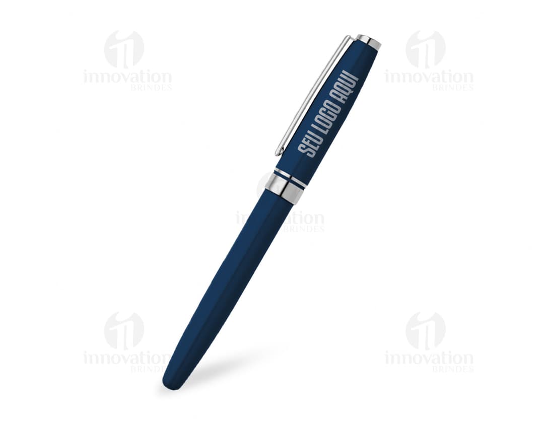 Metal Pen with Padded Case in silver tone.