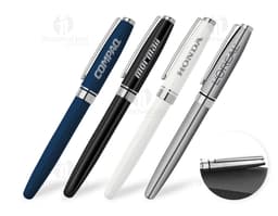 Metal Pen with Padded Case in silver tone.