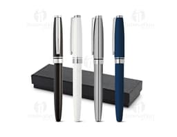 Metal Pen with Padded Case in silver tone.
