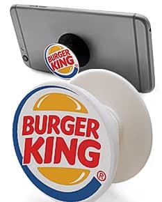 Suporte para celular PopSocket na cor 07, com design prateado e padrão geométrico.