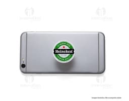 Suporte para celular PopSocket na cor 07, com design prateado e padrão geométrico.