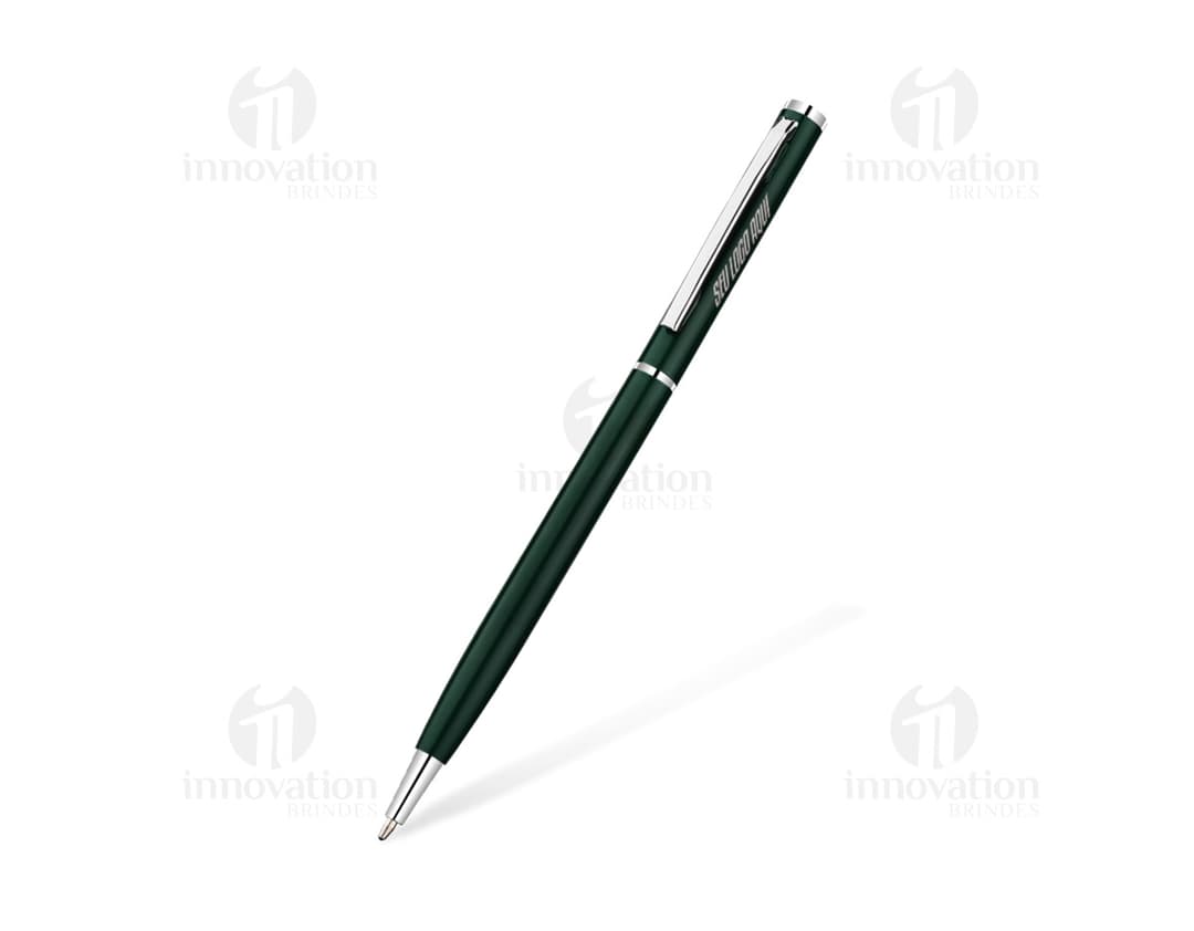 Black metal pen used for writing or drawing on paper. Ideal for use in offices, schools, or at home.