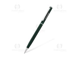 Black metal pen used for writing or drawing on paper. Ideal for use in offices, schools, or at home.