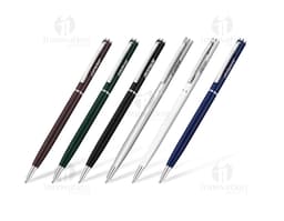 Black metal pen used for writing or drawing on paper. Ideal for use in offices, schools, or at home.