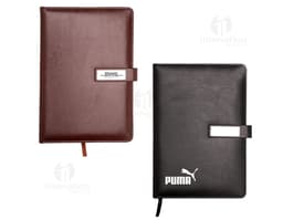 Cuaderno de cuero sintético negro, ideal para negocios. Posee papel en blanco, estuche para guardar dinero, documentos y