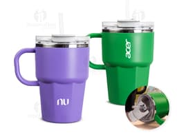 THERMAL CUP WITH LID AND STRAW 600ML