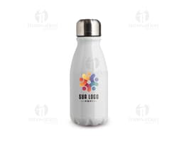 Garrafa de alumínio de 400ml para líquidos, contendo tampa. A garrafa é transparente e possui um design clean e moderno.
