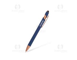 Caneta Metal Touch em tons de marrom e preto, ideal para escrita e desenho. O objeto possui um design elegante e luxuoso