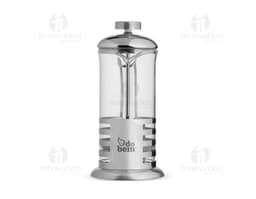 Cafeteira Prensa Francesa 350ml em vidro transparente, utilizado para preparar café. O aparelho de cozinha possui metal