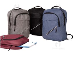 Mochila de cuero negra estilo maletín con asa de mano y asas para la espalda. Cierre con cremallera, detalles en metal y