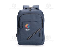 Mochila de cuero negra estilo maletín con asa de mano y asas para la espalda. Cierre con cremallera, detalles en metal y