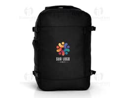 Mochila Nylon 25L preta, moderna e elegante, indicada para viagens, negócios e passeios. Possui alças de couro, zíper, bolsos