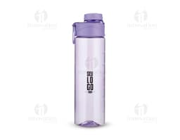 Transparent 700ml plastic bottle, empty with a silver lid.