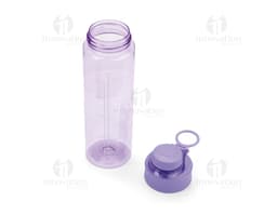 Transparent 700ml plastic bottle, empty with a silver lid.