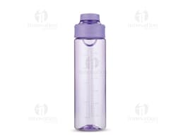 Transparent 700ml plastic bottle, empty with a silver lid.