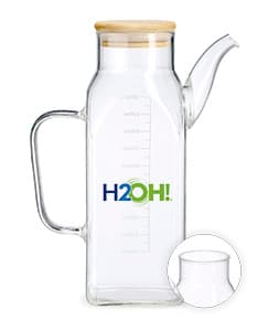 Transparente Glasjar Borosilikat mit 1 Liter, mit Griff und Kunststoffdeckel.