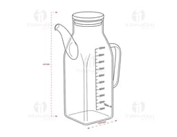 Carafe en verre borosilicate de 1 litre transparente, avec poignée et couvercle en plastique.