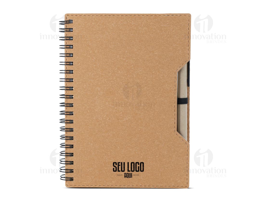 Recycled cardboard cover notebook with space to write, perfect for organizing notes, reminders, and information. It features