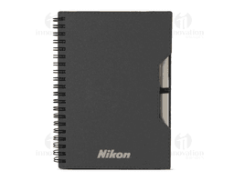 Recycled cardboard cover notebook with space to write, perfect for organizing notes, reminders, and information. It features