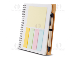 Recycled cardboard cover notebook with space to write, perfect for organizing notes, reminders, and information. It features