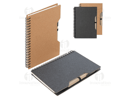 Recycled cardboard cover notebook with space to write, perfect for organizing notes, reminders, and information. It features
