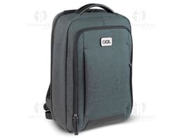 Mochila Premium para notebook em couro preto com alças, zíper e compartimento para guardar objetos pessoais e equipamentos