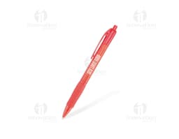 Colorful plastic pen highlighted on a white sheet of paper, alongside other writing and drawing materials, including pencils