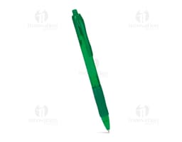 Colorful plastic pen highlighted on a white sheet of paper, alongside other writing and drawing materials, including pencils