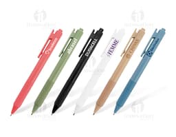 Caneta plástica marrom e amarela, objeto de escrita, instrumento de trabalho, utensílio de carpinteiro, feito de plástico