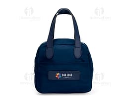 Bolsa térmica de 6 litros em couro marrom, elegante e moderna, com alça ajustável, zíper moderno, bolsos para armazenamento