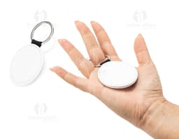 ROUND SYNTHETIC LEATHER KEYCHAIN