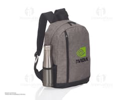 Black leather backpack, perfect for business trips or casual outings. With a modern design and ample space to store your