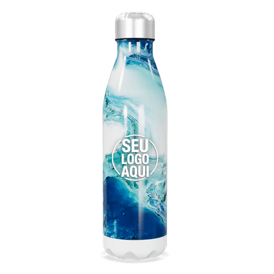 Garrafa Inox Estampa Azul E Branca personalizado