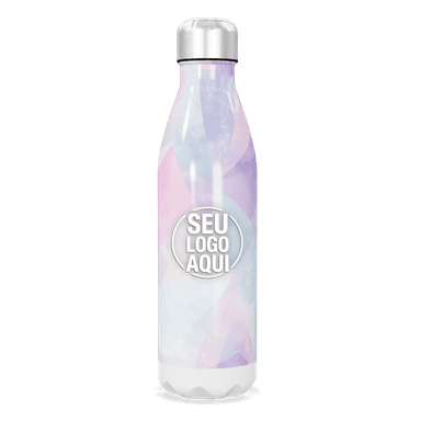 Garrafa Inox Rosa E Azul Geométrico personalizado