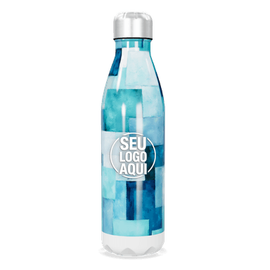 Garrafa Inox Estampa Azul Geométrica personalizado