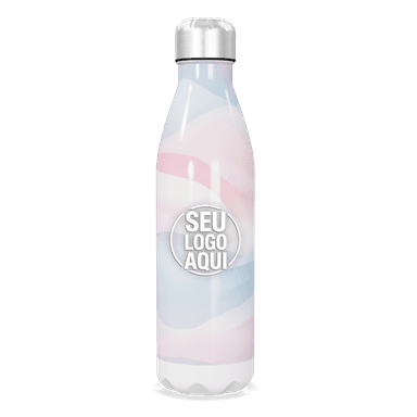 Garrafa Inox Degradê Rosa Azul personalizado