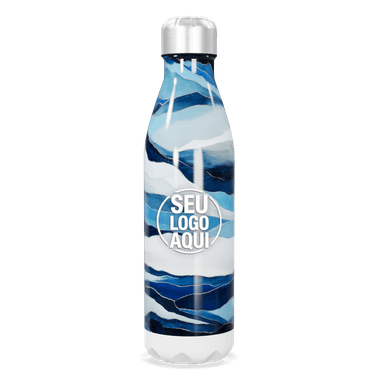 Garrafa Inox Azul Com Ondas personalizado