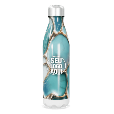 Garrafa Inox Azul Marmorizada personalizado