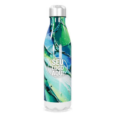 Garrafa Inox Estampa Abstrata Verde Azul personalizado