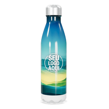 Garrafa Inox Azul Com Estampa Paisagem personalizado