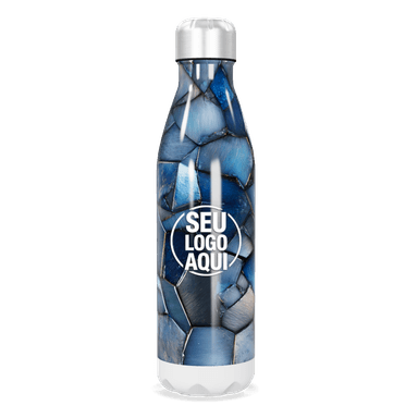 Garrafa Inox Azul Estampa Geométrica personalizado