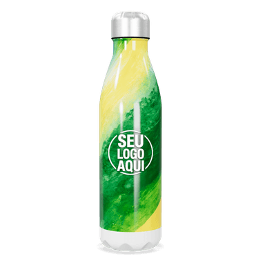 Garrafa Inox Estampa Verde E Amarela personalizado