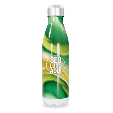 Garrafa Inox Verde E Amarela Estampada personalizado