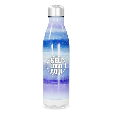 Garrafa Inox Azul Com Estampa Galáxia personalizado