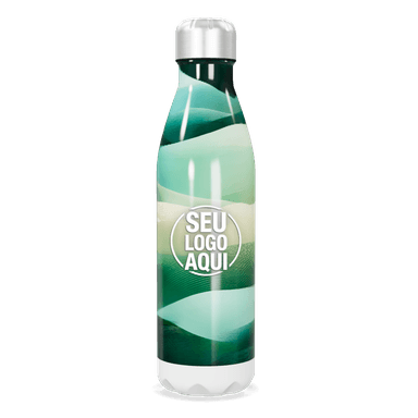 Garrafa Inox Verde Com Estampa Ondas personalizado